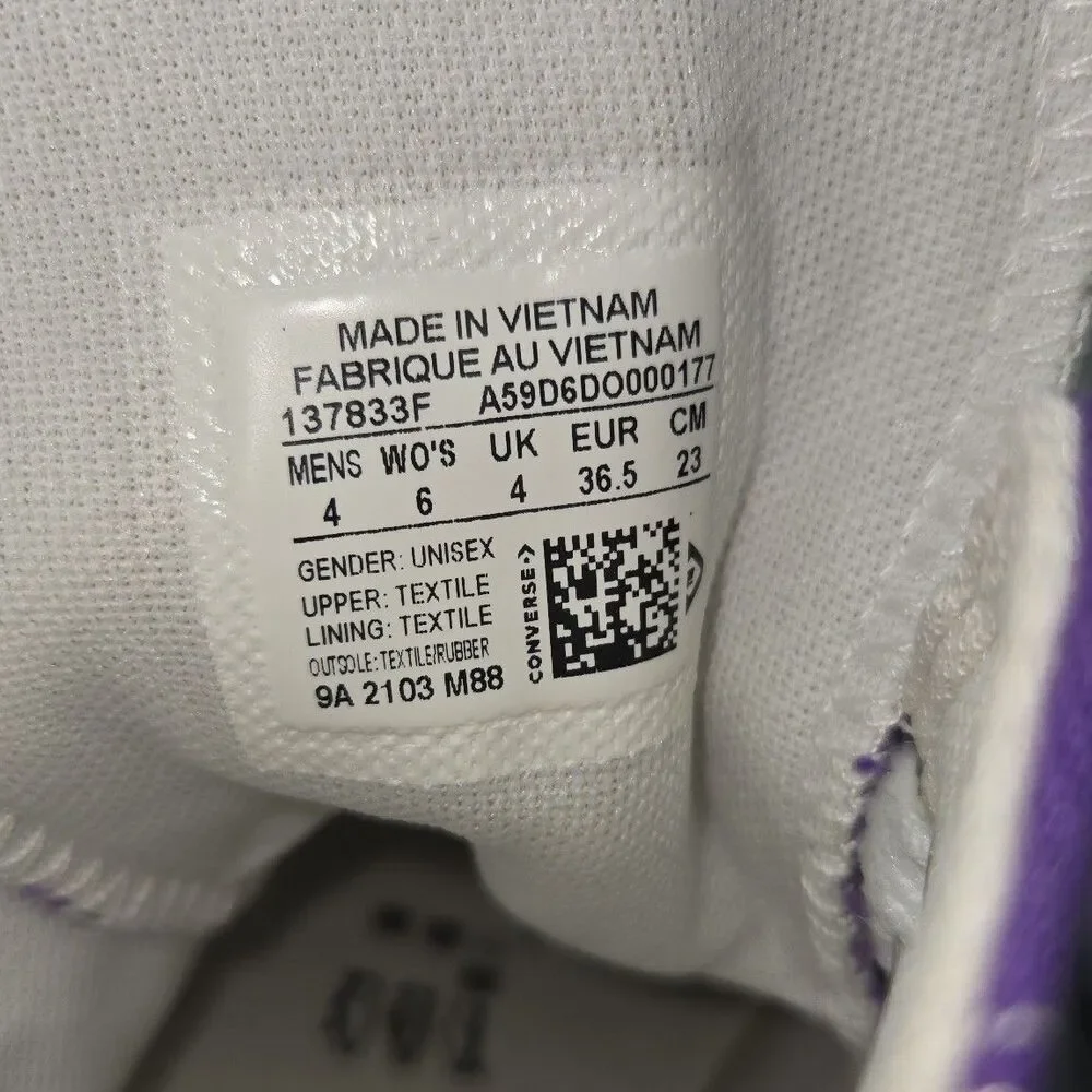 Converse Chuck Taylor All Star Purple High Top Sneakers Womens 6 Mens 4 Shoes